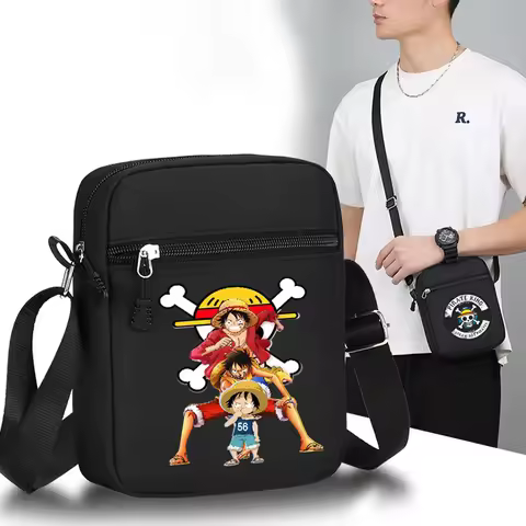 One Piece Men Shoulder Bag Anime Luffy Zoro Boy Oxford Cloth Crossbody Zipper Messenger Bags Outdoor