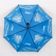 Creative sky beach umbrella Super parasol anti-ultraviolet women sunshade black gum folding women s
