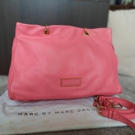 TAS MARC JACOBS BRIGHT CORAL PINK FULL LEATHER PRELOVED