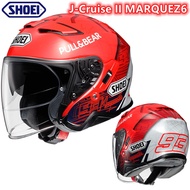 Motorcycle Half Face Helmet Shoei J-CRUISE II Helmet Marquez 6/AGLERO White icc sticker