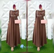 Gamis Bordir Terbaru 2023 Gamis Bordir Bunga Timbul Bahan Crinkle Airflow Premium
