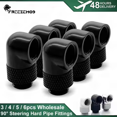 3/4/5/6pcs Wholesale FREEZEMOD 90 Degree Turning Hard Pipe Fitting 360 Degree Rotating Elbow for PC 