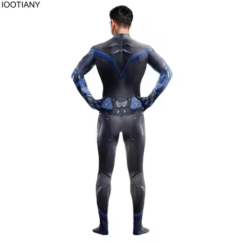 x;3,r'b\7/Halloween Carnival Party Zentai Suit Knights Hero Nightwing Cosplay Robin Costume Jumpsuit