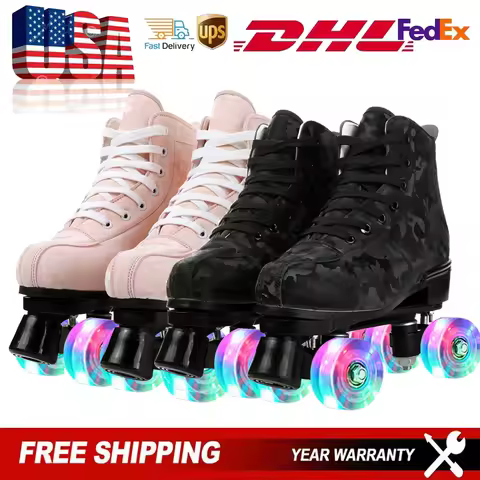 Double Row 4 Wheels Rollerblade Flashing Roller Skates Shoes Outdoor Entertainment Sports Row Skates