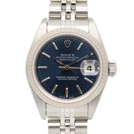 勞力士 Datejust F 系列腕錶，18K 白金（WG）不銹鋼，女士款，藍色錶盤，條形錶帶，79174