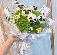 畢業花束  受洗 榮休 生日花束 優惠 乒乓菊 羊仔 畢業公仔花束