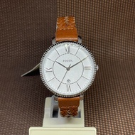 Fossil ES5208 Jacqueline Brown Eco Leather Strap Silver Dial Date Women's Watch