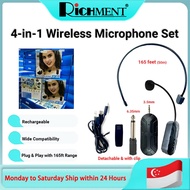 RICHMENT 4 In 1 Wireless Microphone Headset Wireless Lavalier Microphone 2.4G UHF Wireless Headset M