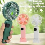 [ Featured ] Foldable Handheld Desktop Fans - Outdoor Travel Accessories - with Stand, Rope - Air Cooler - Fans with Built-in Battery - Rechargeable, Portable