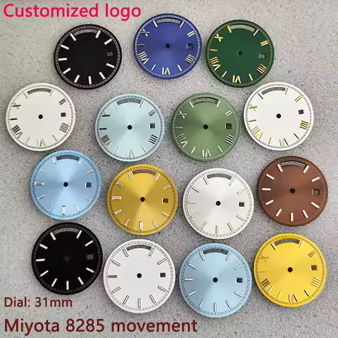 31mm dial Miyota8285 dial suitable for dual calendars Miyota movement Roman stripe stud dial blue-gr