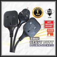 (Sirim) 5M 13A Double Socket Extension Heavy Duty  3 Pin Plug 2 Gang Trailing Sockets Way Adapter Ad
