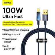 Baseus สายชาร์จเร็ว100W USB Type Cสายชาร์จเร็วสำหรับ Huawei P40 Pro Mate 30ปิดอัตโนมัติ100W สำหรับ Samsung S21 Ultra S20