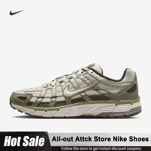 Nike P-6000 Light Army Phantom Men's Green Low-Top Casual Running Shoes With Soft Comfort And Shock 