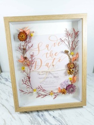 客製  花圈風格 乾燥花相框 紀念相框 喜帖 相片 永生花