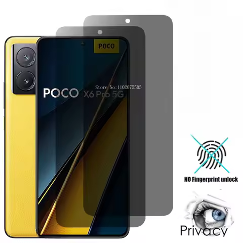 2PCS Private Tempered Glass For Xiaomi Poco X6 X5 Pro X3 NFC X4 GT AntiSpy Screen Protector For Poco