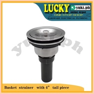 ✙ ◷ ◺ ECQ BASKET STRAINER WITH 4" TAIL PIECE FOR KITCHEN SINK