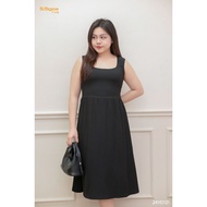 2-strap dress with square neck and ruffled waist Bigsize – 24YD121 - [BU Bigsize Young]