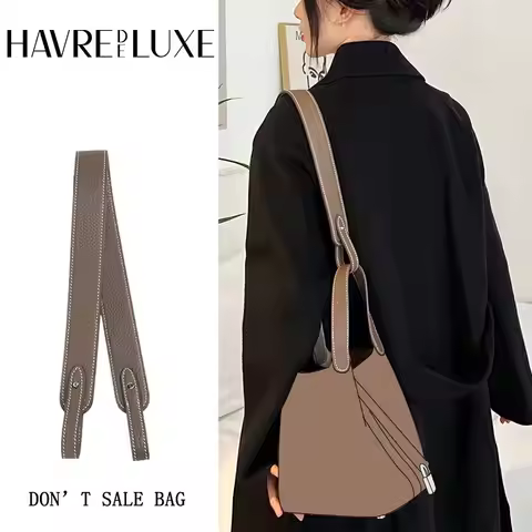 HAVREDELUXE Bag Strap For HERMES Picotin Bag Shoulder Leather Strap Cowhide Togo Lychee Pattern Diag