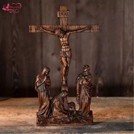 Abbraccia Standing Crucifix Passion Scene Ornament Solid Wood Catholic Jesus Crucifix for Tabletop P