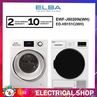 {COMBO} ELBA 8KG Front Loading Washer EWF-J8020IN(WH) / EWFJ8020IN + 9kg Condenser Cloth Dryer ED-H9