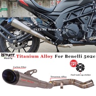 Slip On For Benelli 502c Motorcycle Exhaust System Modified Escape Titanium Alloy Middle Link Pipe Carbon Fiber Muffler