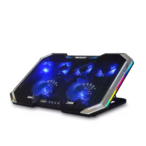 NUOXI Gaming Laptop Cooler Six Fan Led Screen Two USB Port RGB Lighting Laptop Cooling Pad Notebook