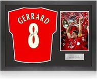 Steven Gerrard Back Signed Liverpool 2005 Football Shirt. Icon Frame