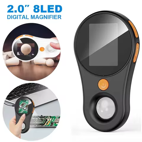 2.0inch 500X Digital Microscope 1080P Video Coin Microscopio with Magnifying Glass Wiht 8Leds for El