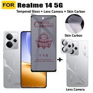 For Realme 14 5G Privacy Tempered Glass Realme 14X 13 5G 13+ Realme 12 5G 12X 12+ Screen Protector+C