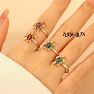 2 Pcs Cute Sea Turtle Matching Rings Enamel BFF Friendship Ring Set Adjustable Couple Jewelry