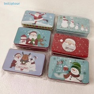 [Initiatour] Small Rectangular Iron Box Christmas Candy Box Cookies Chocolate Packaging Christmas Box Christmas Gift