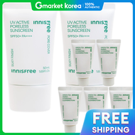 Innisfree | ครีมกันแดด UV Active Poreless x 2 ชิ้น + ของแถม โฟมล้างหน้า Amino 20g x 5 ชิ้น
