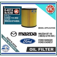 VIC O-407A Oil Filter for Ford Ranger , Ford Everest , Mazda BT-50 ( BB3Q-6744-BA )