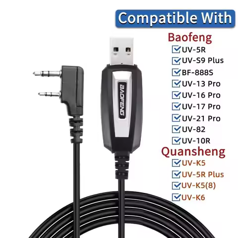 USB Programming Cable with CD for Baofeng UV-5R/82/888S/UV-S9PLUS/UV-13/16/17/21 Pro & Quansheng UV-