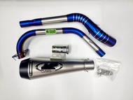 คอท่อ งานแสตนเลส สำหรับ Yamaha Mslaz M-Slaz และ R15 เก่า สีไทเท พร้อมปลายท่อ และแคทลดเสียง  Yoshimar