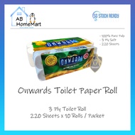 💯 [SG STOCK] Onwards Toilet Roll | Toilet paper | 3ply | 220sheets x 10rolls / Pkt | Carton 10pkt