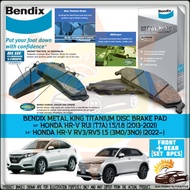 BENDIX METAL KING TITANIUM MKT Honda Hrv HR-V RU1 T7A RV3 RV5 3M0 3N0 Disc Brake Pad FRONT REAR SET