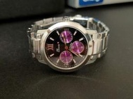 Banda 6896L 手錶 不鏽鋼 金屬錶帶 三眼 黑紫配色 3ATM 二手