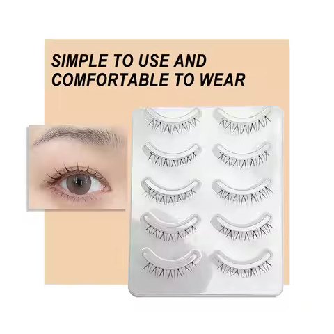 DINGSEN 5pairs Transparent Stalk Under Lashes Super Soft Clear Band Lash Bottom False Eyelash Mellow