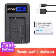 Aopuly 1PCS EN-EL12 ENEL12 EL12 Battery And 1pcs USB LCD Charger for Nikon Coolpix S9700 S9500 S9400