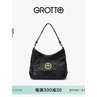 GROTTO GROTTO Blackstone hobo Bag Vegetable Tanned Sheepskin Armpit Order Shoulder Messenger Bag Tot