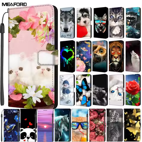 Cartoon Leather Cover For Xiaomi Redmi 12 Case Note 12 Flip Stand Book Cover for Redmi Note 12 4G 5G