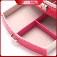Jewelry Box Fan-Shaped Princess Storage Leather Box Travel Double-Layer Jewelry Earrings Ready Stock