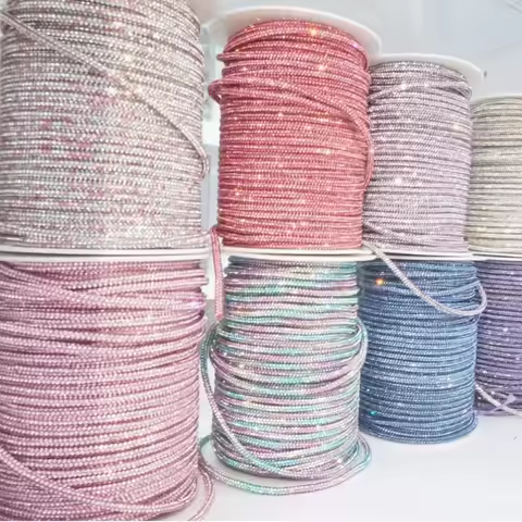 4/6mm Rhinestone Cord 10-50Yard DIY Clothing Shoes Hats Bags Wedding Party Decoration Rhinestone Rop