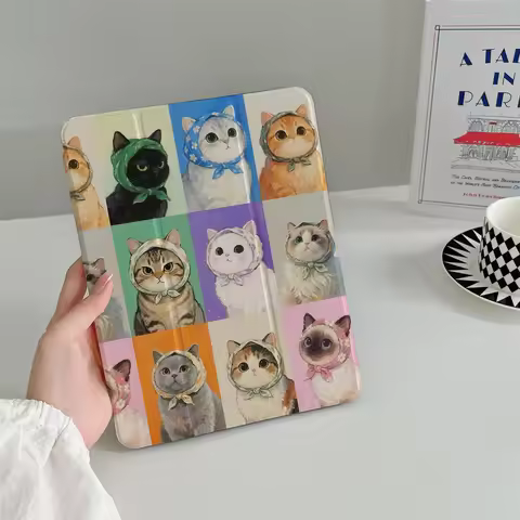 New Year's collection of cute cat iPad protective cases, suitable for Apple iPad Pro 2024 11 inch 20