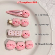 PVN61420 Set of 2 cute pink pig-shaped Bb hairpins for women T888