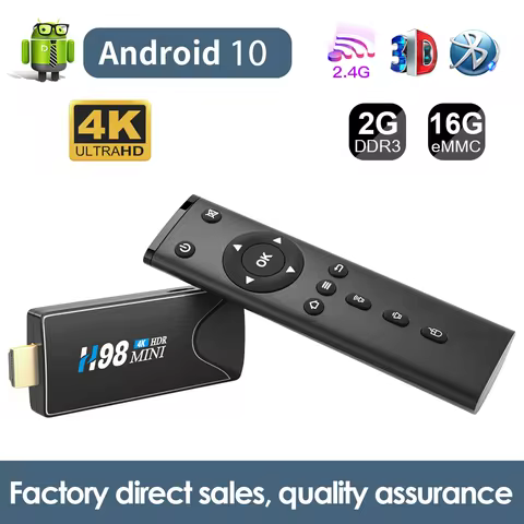 H98Mini Smart TV Stick Android 10 Allwinner H616 Quad Core Dual Band WiFi TV Box 4K HD Video H.265 M