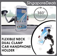 DUAL CLAMP GOOSENECK FLEXIBLE NECK/ARM CAR HANDPHONE PHONE HOLDER FITS NOTE 10 PLUS iPHONE X CA2