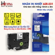 AZe-231 printed label [12mm x 8m] Compatible with Brother TZe-231 label (For PT-E110/ PT-E300/D210/ 