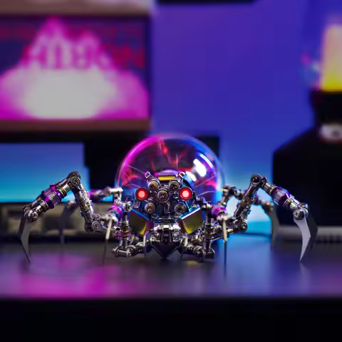 Cyberpunk Plasma Ball Spider 3D Metal Puzzle DIY Steampunk Model Kit with Plasma Lamp Unique Gift fo